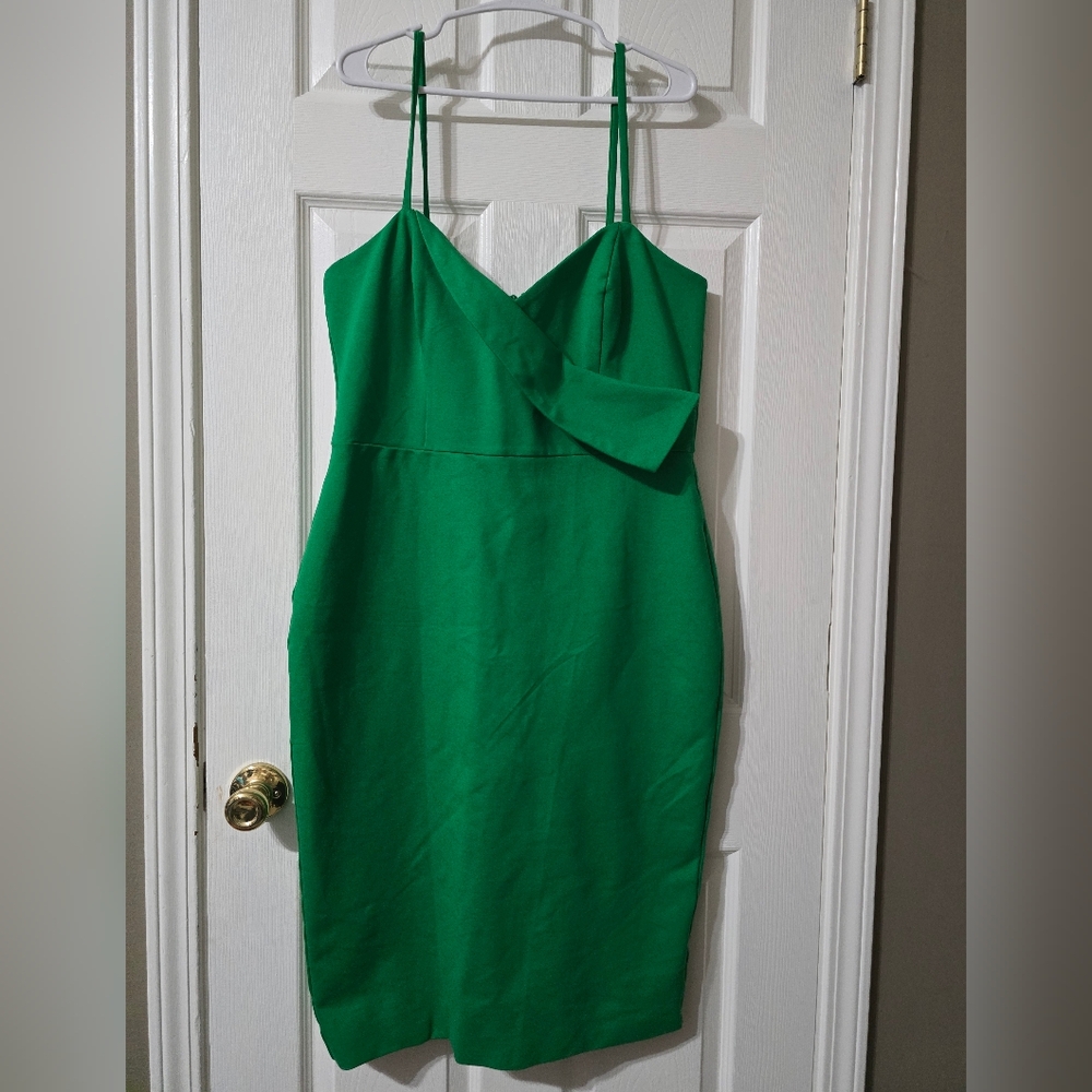 Lavish Alice Origami Ponte Midi Dress in Spring Green, Sweetheart Neckline, EUC! - Picture 2 of 16